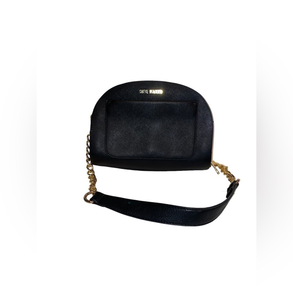 Steve Madden Women Black Hardshell Faux Leather Shoulder Bag 7"H x 9"‎ L